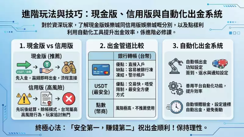 進階玩法與技巧:現金版、信用版與自動化出金系統