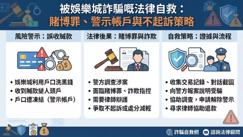 被娛樂城詐騙嘅法律自救:賭博罪、警示帳戶與不起訴策略