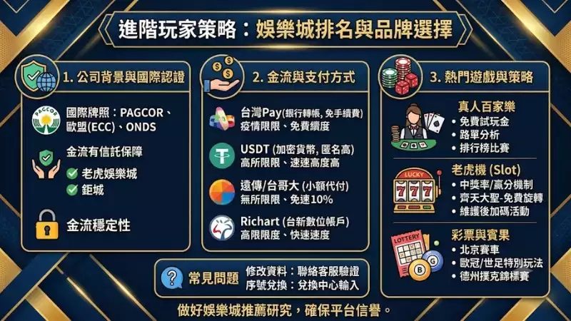 進階玩家策略:娛樂城排名與品牌選擇